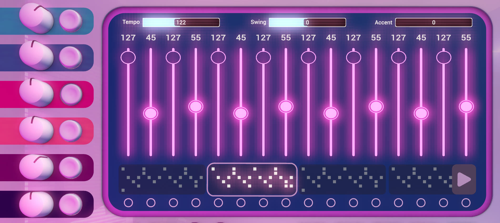 The Vaporwave Beats step sequencer grid